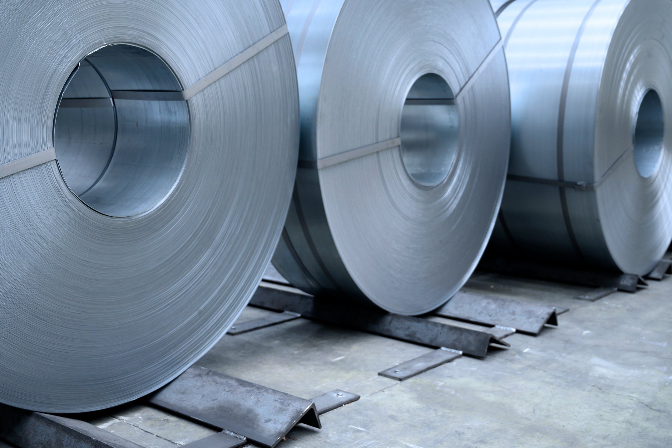 rolls of steel sheet in a plant, galvanized steel coil